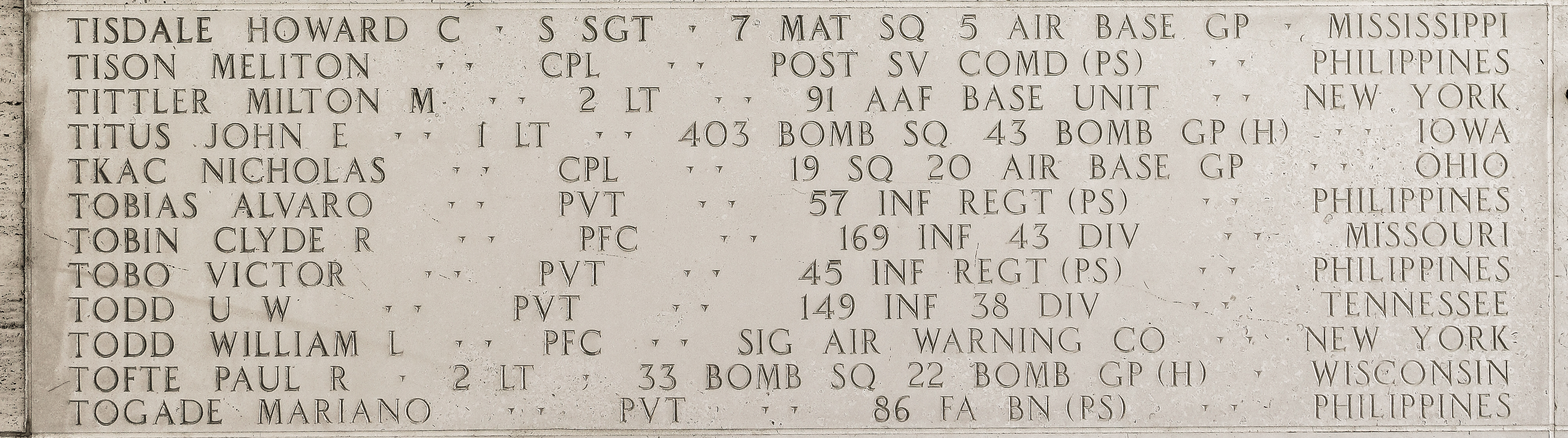 John E. Titus, First Lieutenant